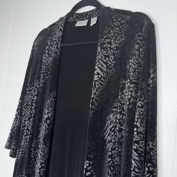 Chico’s Travelers Women’s Slinky Knit Cardigan Animal Print Black Size 3 XL - Picture 3 of 4